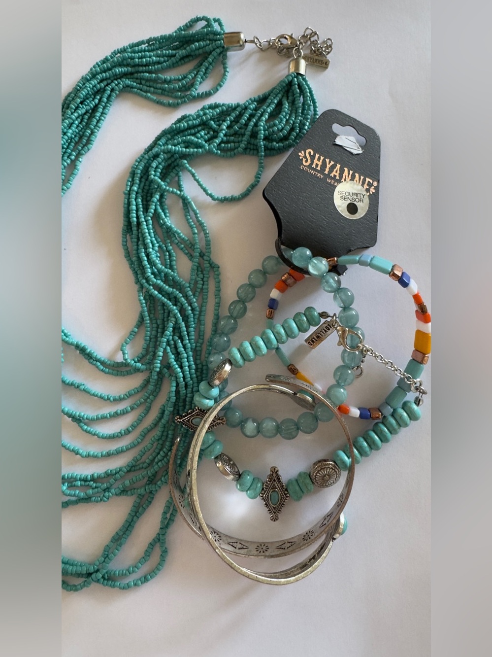 Shyanne Turquoise Multi-Strand Necklace with Coordinating Beaded Bracelets
